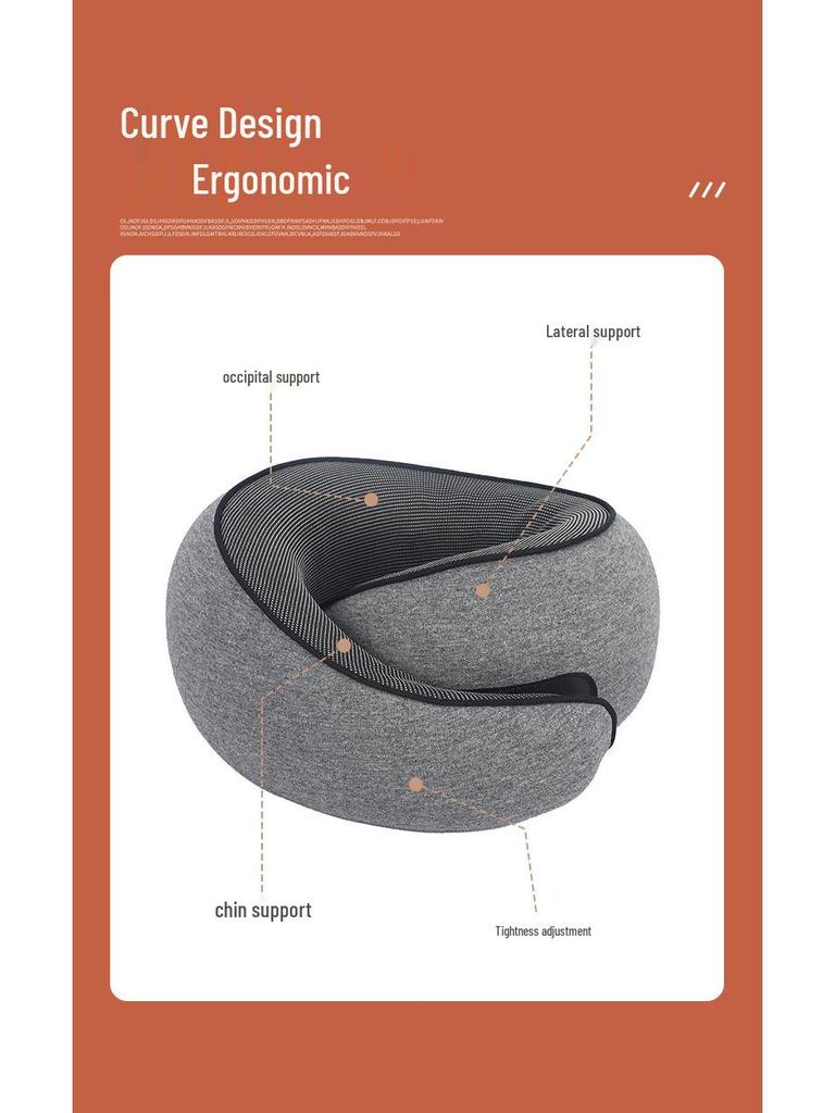 U-Shaped Memory Foam Travel Neck Pillow - No Head Tilt Support for Airplane and Office Use