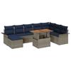 9 Piece Garden Sofa Set with Cushions Gray and Navy Blue