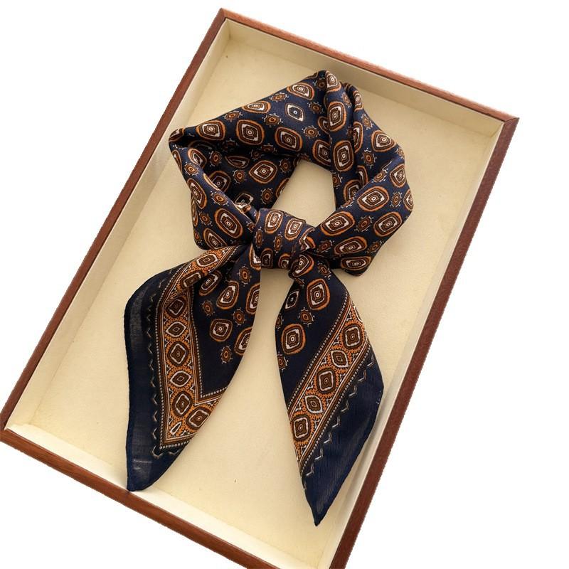 Vintage British geometric imitation velvet herringbone pattern cotton and linen small square scarf silk scarf headscarf shawl decorative scarf scarf