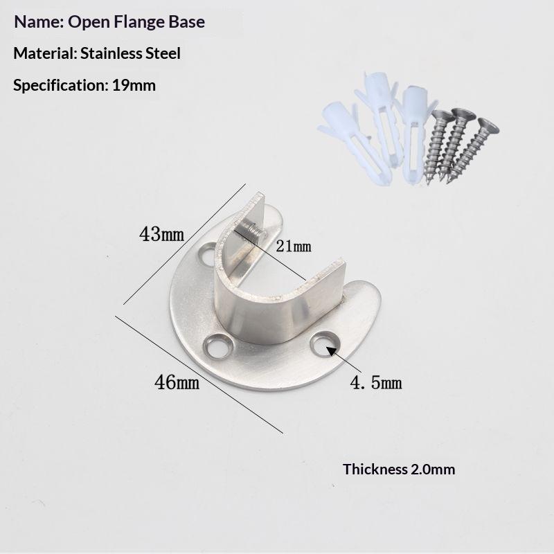 1/2Pcs Curtain Rod Tube Hook Fixed Support Bracket Seat Stainless Steel Flange Seat Wardrobe Hanger Rod Fixing Hardware Parts