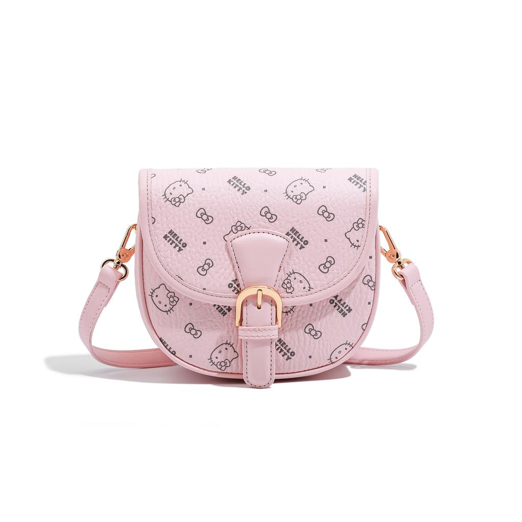New Sanrio Hello Kitty PU Saddle Bag, Shoulder Bag, Crossbody Bag Regular Women's Pink/Brown/Milk Tea SHHF41516