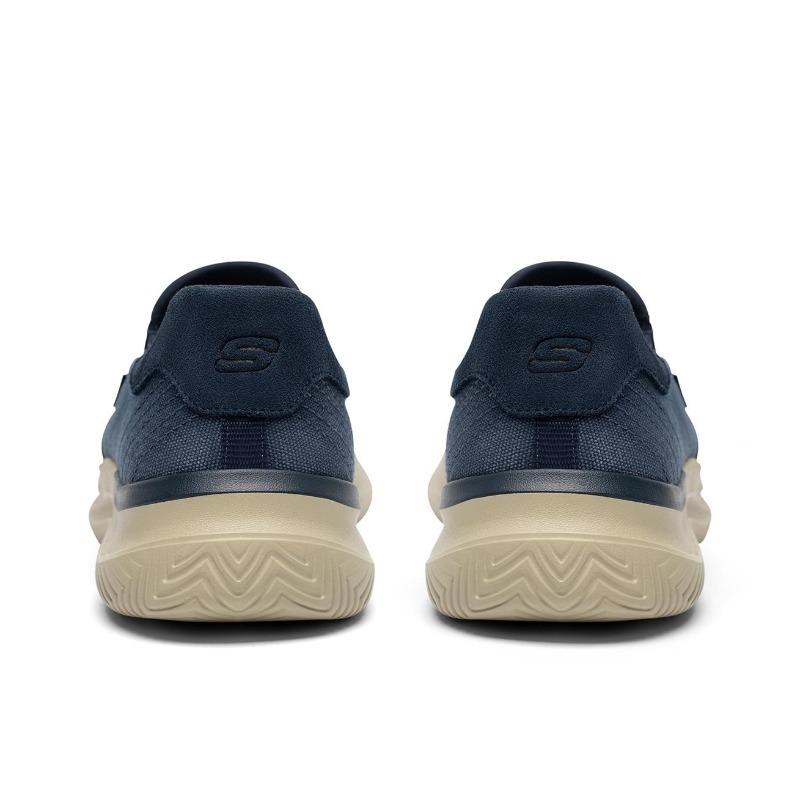 Skechers Hasting Men Navy Blue Low Top Casual Shoes Slip On Comfortable Simple Versatile 205366-NVY