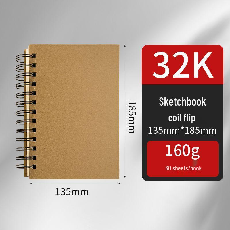 Thickened Sketchbook: 16 Coil-Bound Sheets, 8 Drawing Pages for Kids, Free Shipping