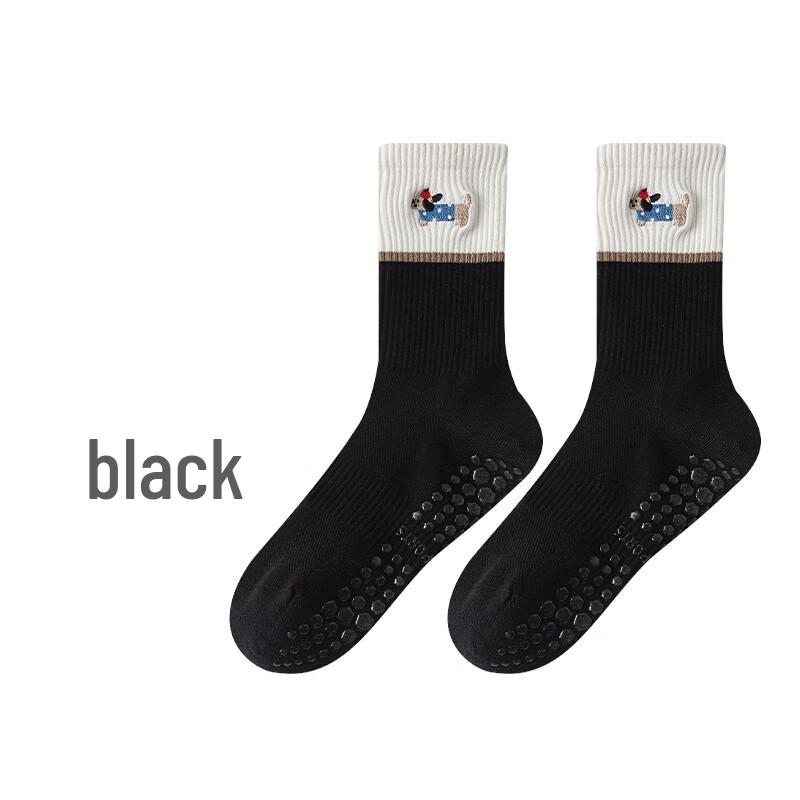 Women s Seamless Embroidered Yoga Pilates Mid-Calf Socks