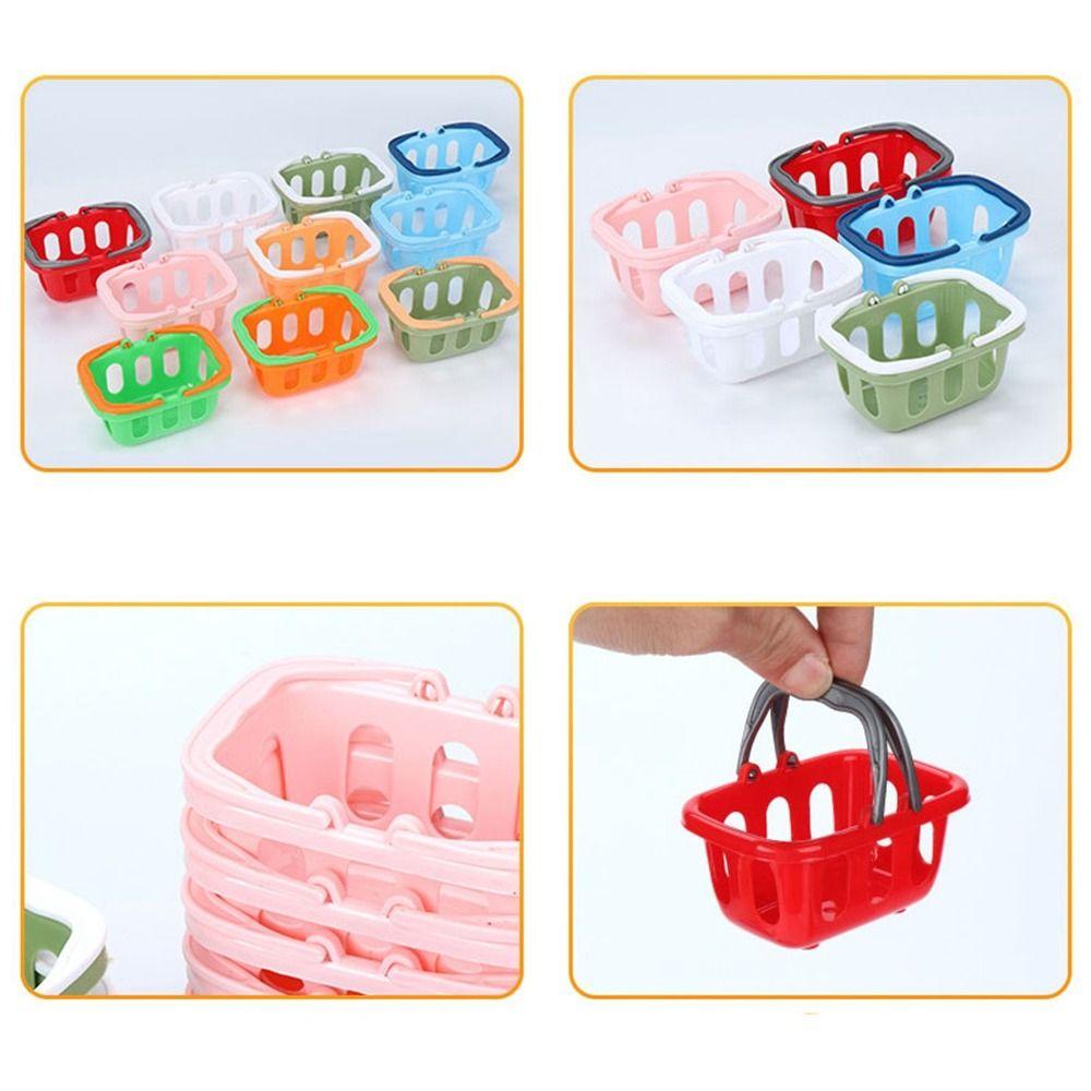 5pcs Multicolors Dollhouse Miniature Shopping Basket Mini Shopping Hand Basket Model Doll House