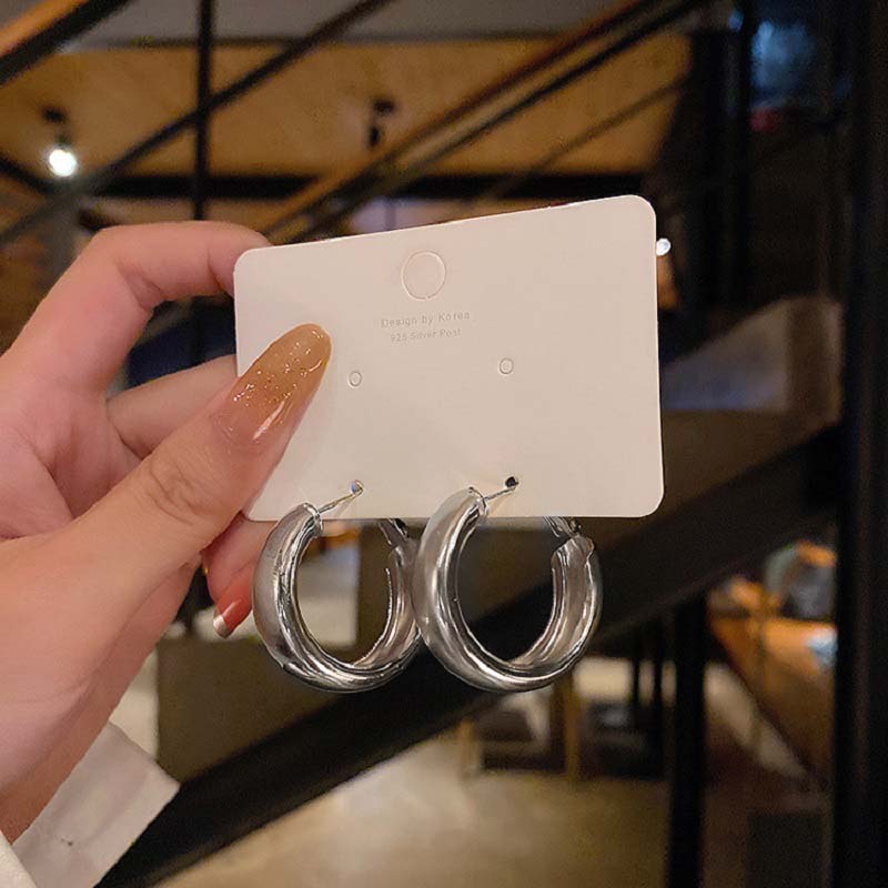 Fashion Gold Color Geometric U-Shape Hoop Earrings for Women Men Punk Hip-Hop Metal Round Circle Earrings Party Zircon 2025