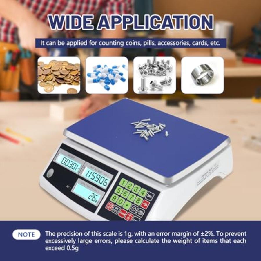 Industrial Counting Scale 30kg/66lb 0.1g g/kg/lb Coin Scale Precision Electronic Gram Scale for Parts and Coins Digital Invento