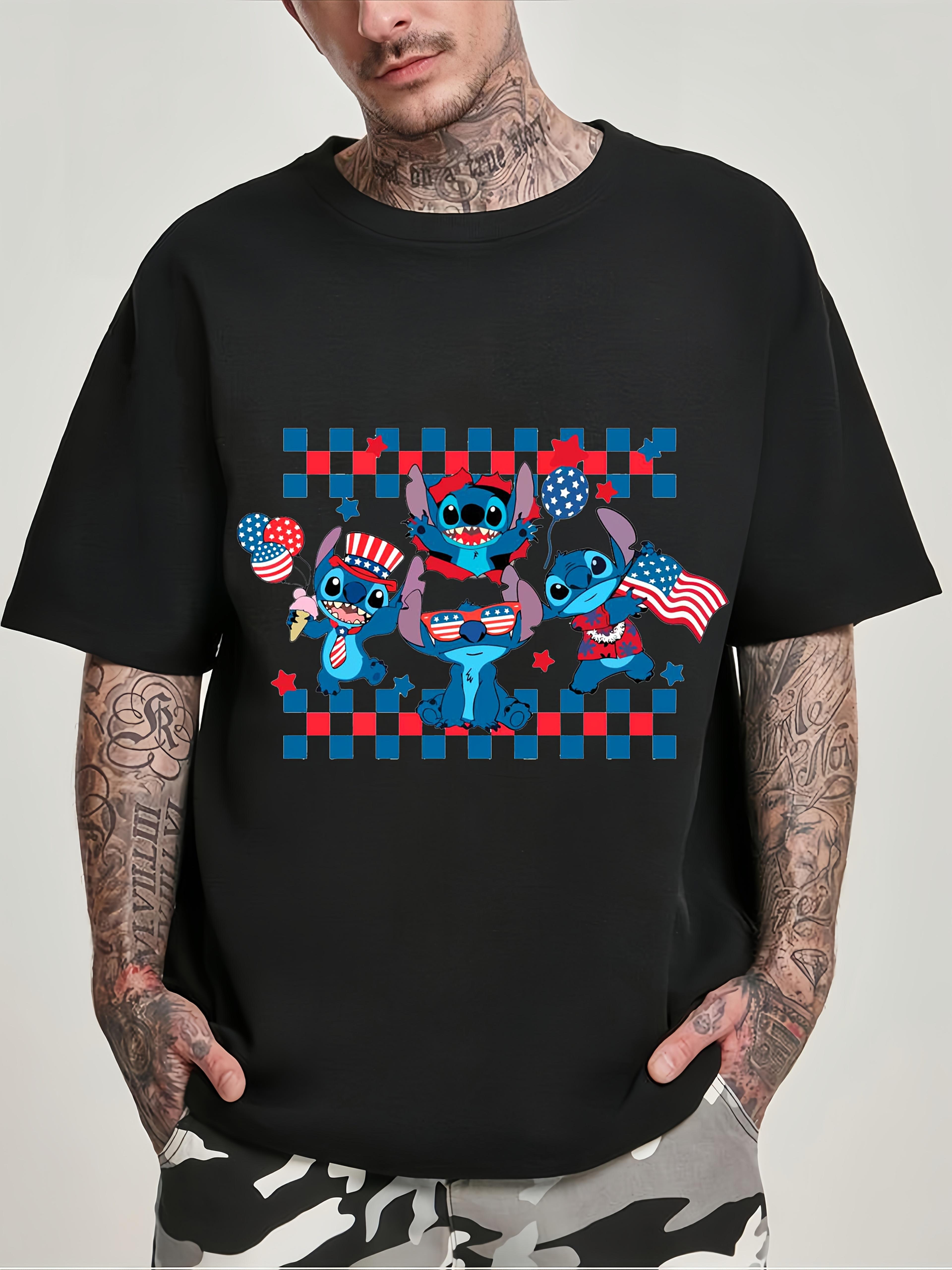 

Disney Stitch Patriotic American Flag Graphic T-shirt - & WoSummer Short Sleeve Tee XXXXL