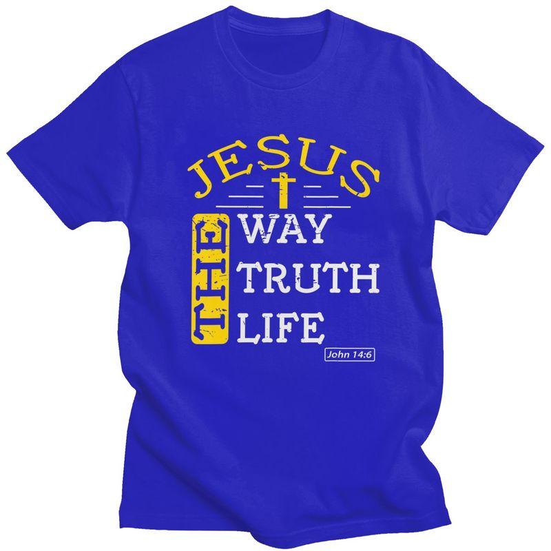 Custom Male Jesus The Way Truth Life T Shirts Short Sleeves Cotton Tshirts Streetwear Tshirt Casual Tees Loose Fit Clothes