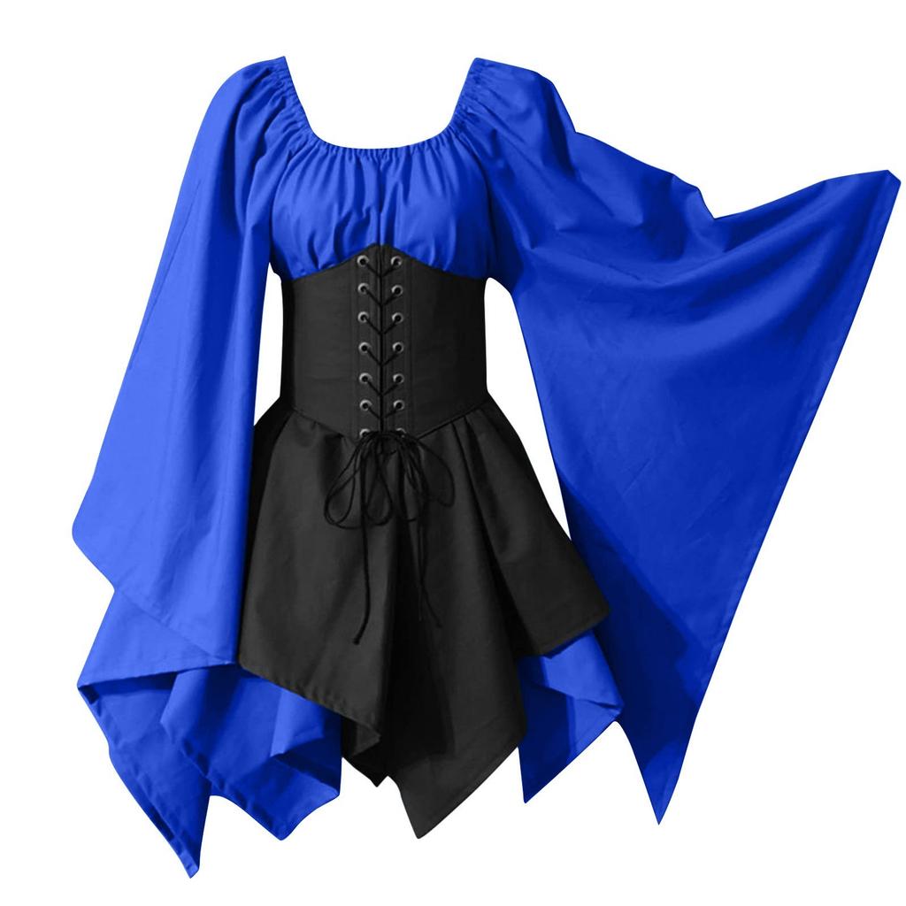 Women Fashion Long Sleeve Vintage Dress Cosplay Party Evening Night Formal Dress