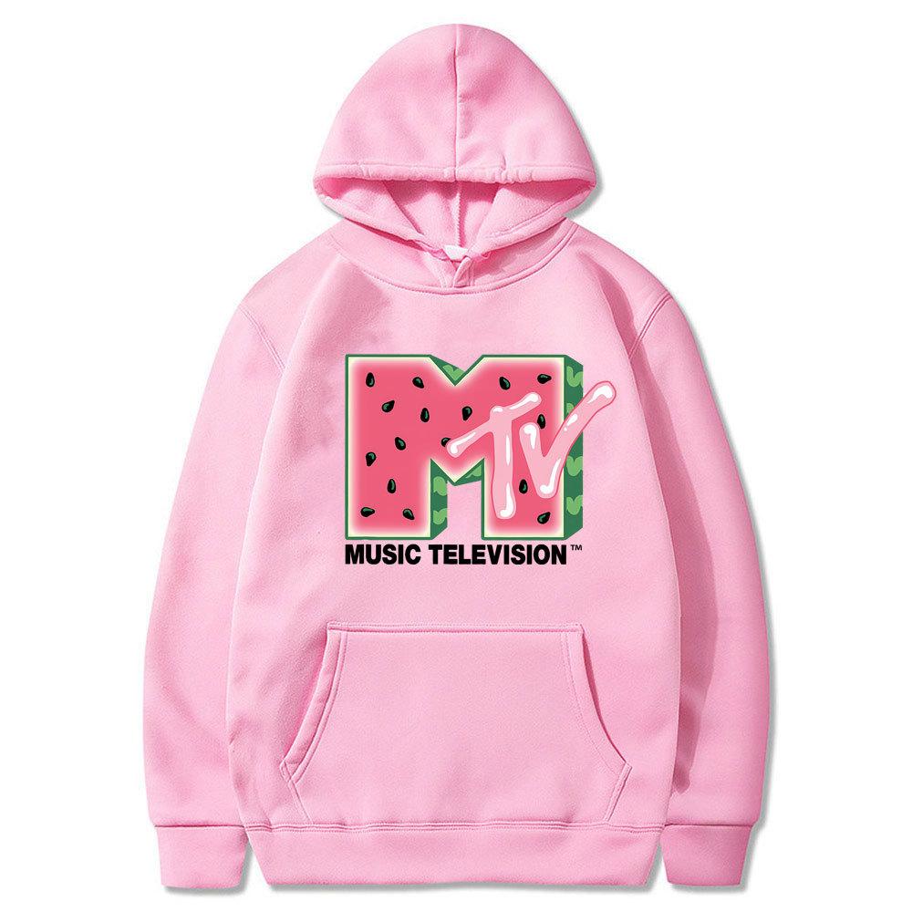 MTV Music Television Watermelon Potlač Mikiny s kapucňou Módna mikina Hip Hop Ležérne Unisex Jesenné Zimné Flísové Topy Sudaderas