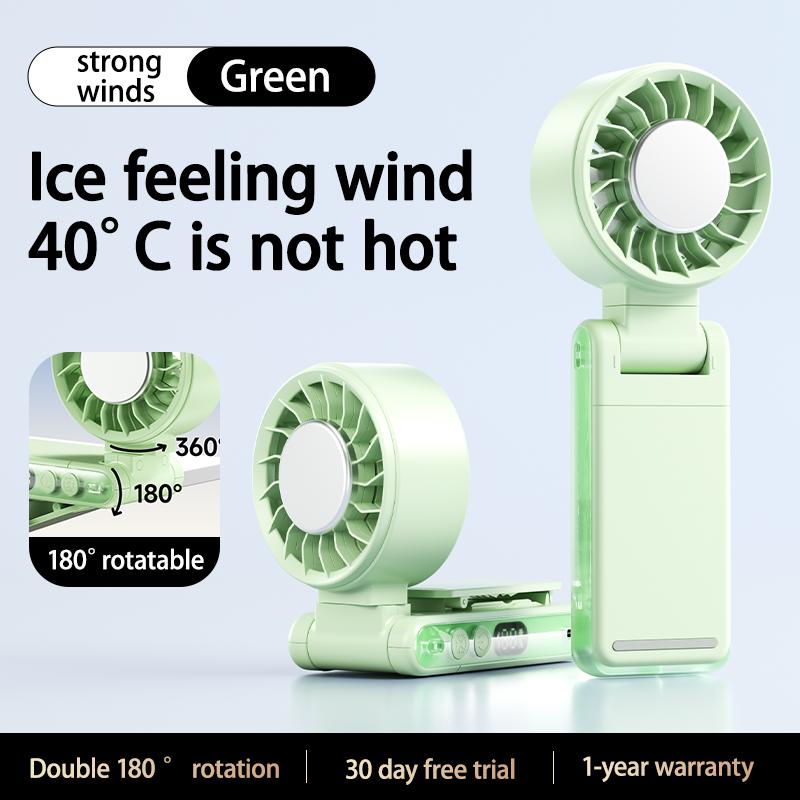 Portable Handheld Turbo Fan with Ice Cooling High-speed USB Fan with Lanyard & Carabiner Portable Foldable Multi-colors