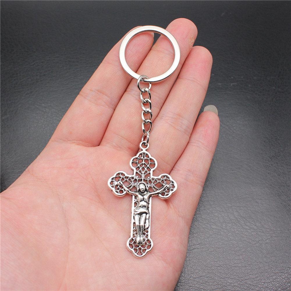 Cross Religious Amulet Keychain for Family Trendy Cute Fathers Day Gift Streetwear Key Organizer