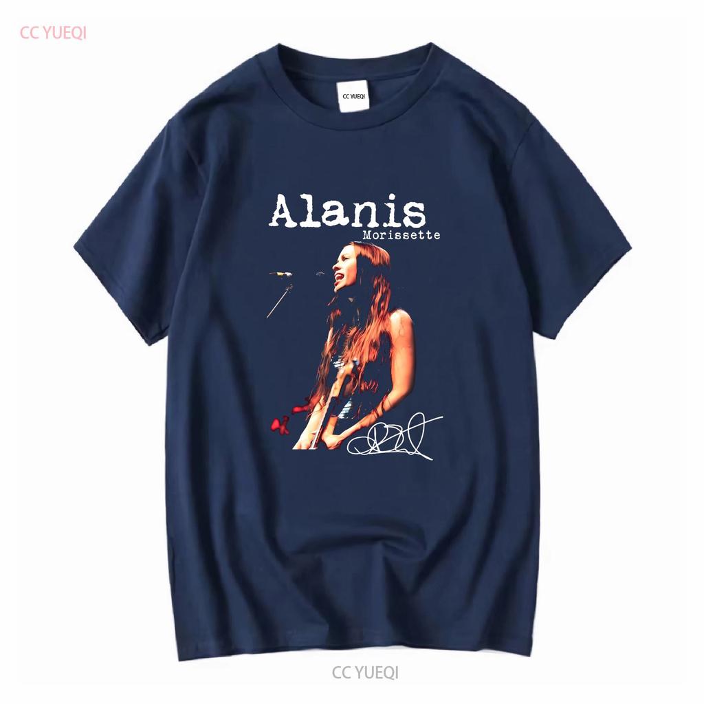 Alanis Morissette Tour Firma Cotone Nero Maglietta vintage Lavata Leggermente Casual alla Moda uomo grafica Comoda