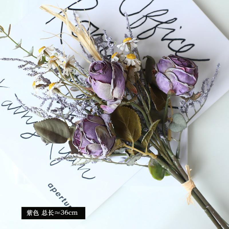 Rose Bouquet Retro Flower Bouquet Artificial Flowers Table Decoration Fake Flowers For Wedding Home Table