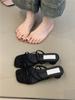 Coarse Heel French Small Cool Slippers Women's Shoes 2025 New Pink with Skirt Evening Breeze Word with Thick Heel Sandals Women