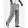 Spring Summer Men's Old Money Style Linen Cotton Loose Straight Wide Leg Trousers Drawstring Casual Pants