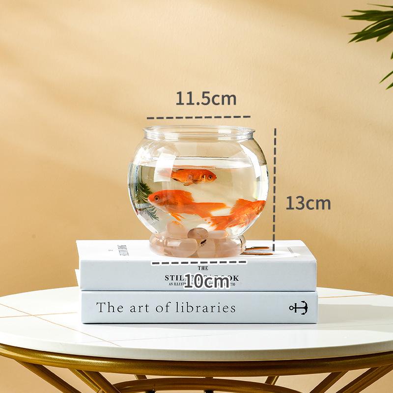 High-Transparency Round Fish Tank: Unbreakable, Impact-Resistant, Drop-Resistant Ecological Aquarium for Small Desktop or Living Room.
