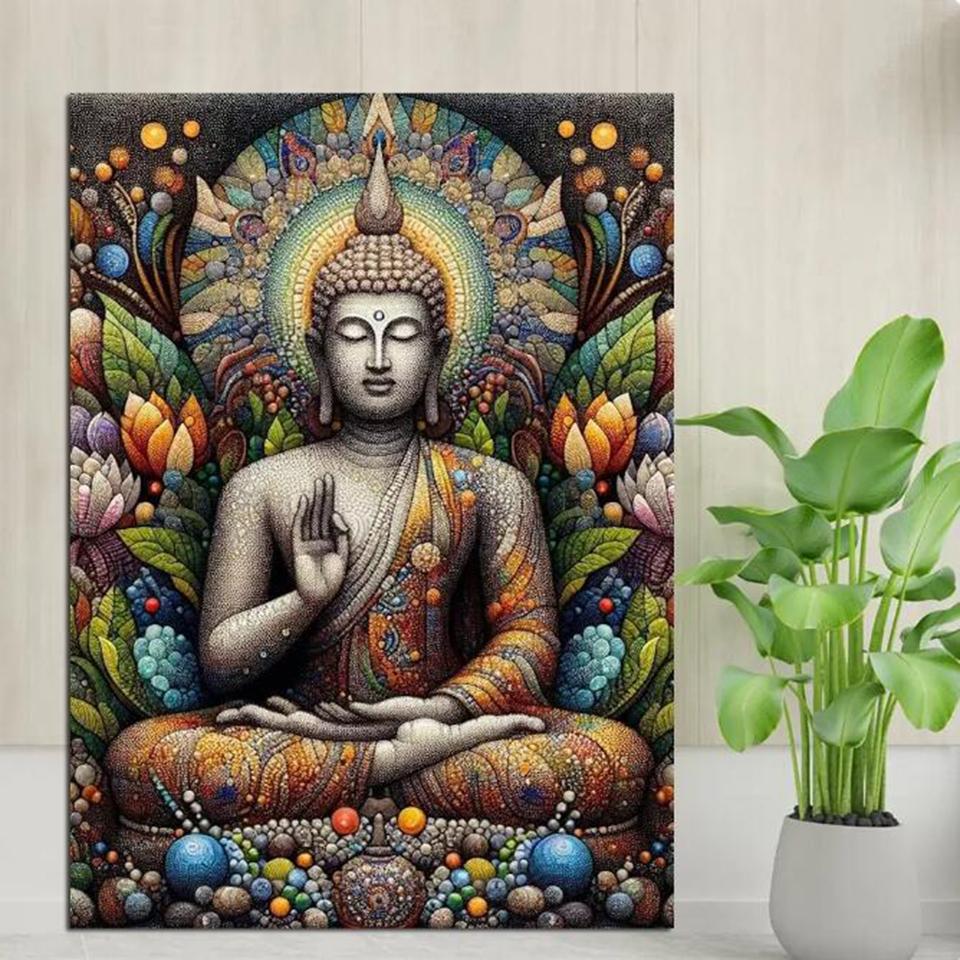 Buddha Statue Lotus DIY 5D Diamond Painting Kits New 2024 Cross Stitch Kits Mosaic Diamond Embroidery Amazing Religion Portrait