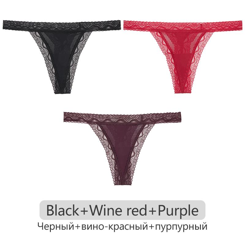 Women Thongs 3Pcs/set Lace G-sting Panties Female Sexy T-Back Underwear S-XL Ladies Thong Underpants Nylon Thongs Lingerie 2023