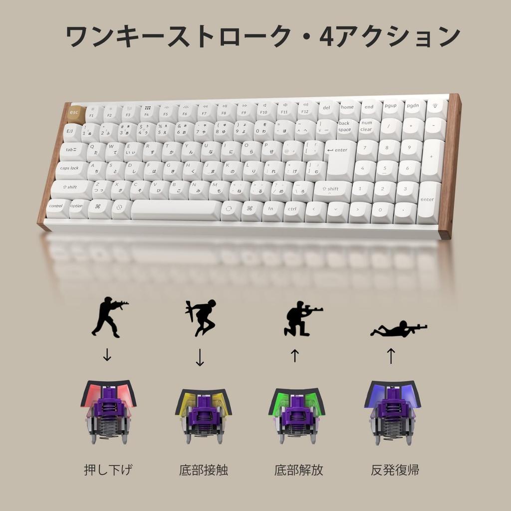 Keychron K4 HE QMK Wireless Gaming Custom Mechanical JIS Key RGB Gateron Magnetic Mac Windows Aluminum Wood White Keyboard, Layout,