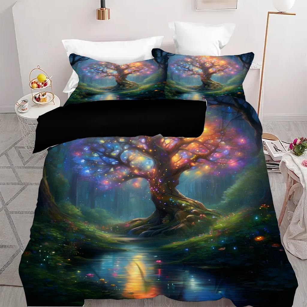 Colorful Big Tree Painting 3D Printed Quilt Cover Modern Art Style Bedding Set Luxury Home Textiles Polyester Soft Duvet Cover