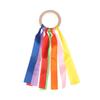Colorful Ribbon Dance Props Rainbow Silk Wooden Ring Bells Hand-Shaken Bells For Kindergartens