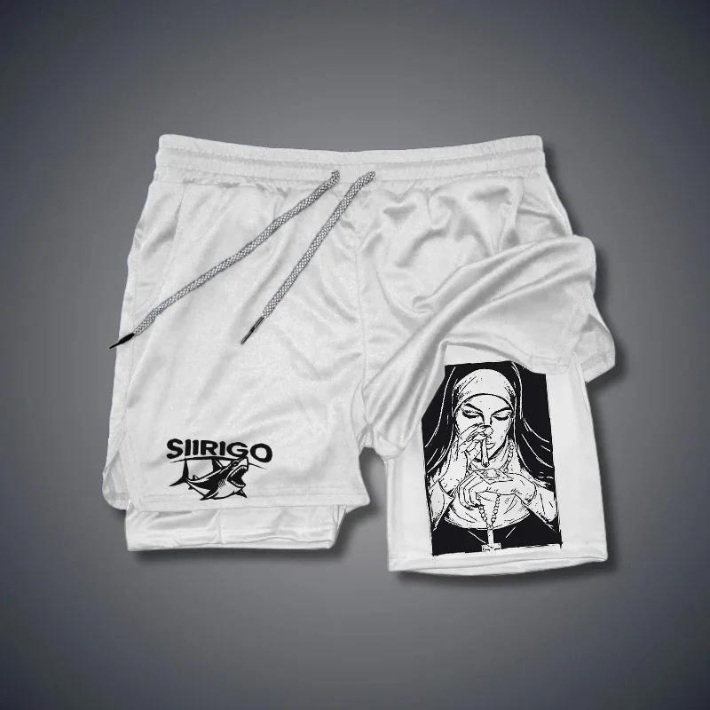 

Berserk- Men s 2-in-1 sports shorts, running quick drying shorts, gym and fitness training, double layered XXXL білий