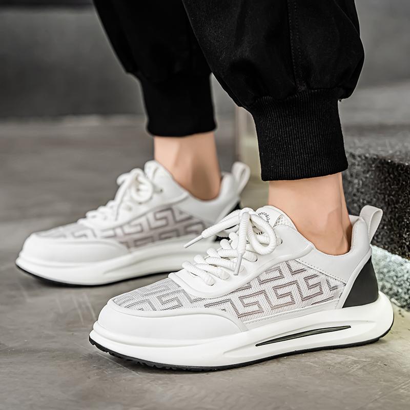 Fashion 2025 Non Slip Mens Shoes Breathable Thick Soled Casual Shoes Korean Version Trendy Student Sports Designer Casual Platform White