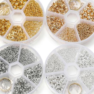 261pcs/Box Jewelry Findings Kits Lobster Clasp Jump Rings Connector Clasp Crimp End Beads for DIY Jewelry Making Accessories