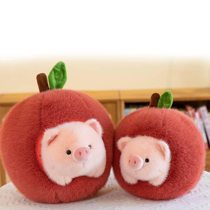 Charming Short Plush Pig Apple Pillow Perfect Gift For Kids And Adults 26cm 36cm
