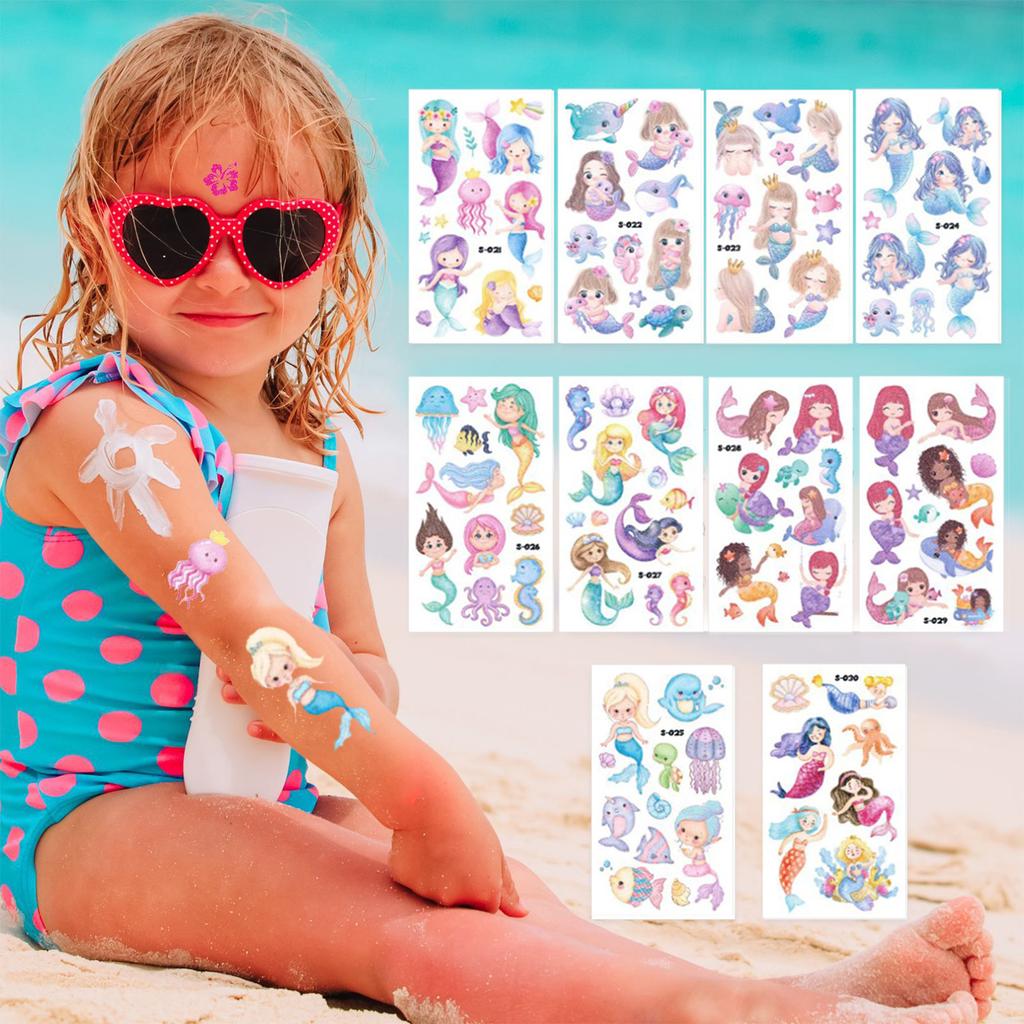 10pcs Glittering Tattoo Sticker Animal Shape Waterproof Glitter Temporary Tattoo Patch for Children