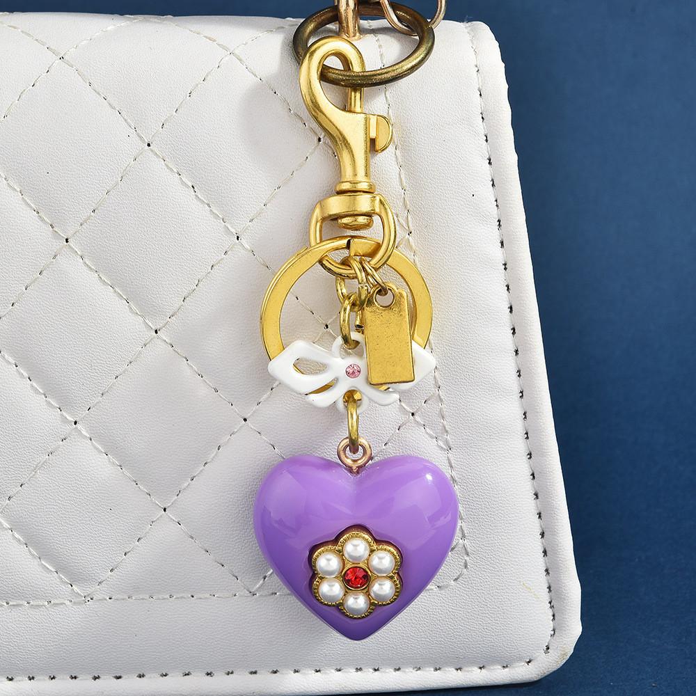 Heart Bow Keychain Metal Bag Charm For Womens Style Accessories