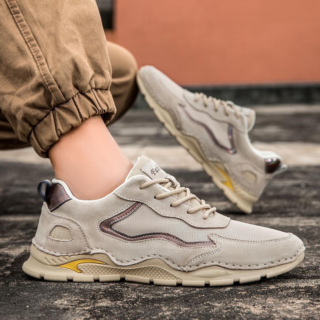 Popular leather personalized outdoor casual men's shoes hiking hiking shoes men's trendy shoes platform big head shoes
