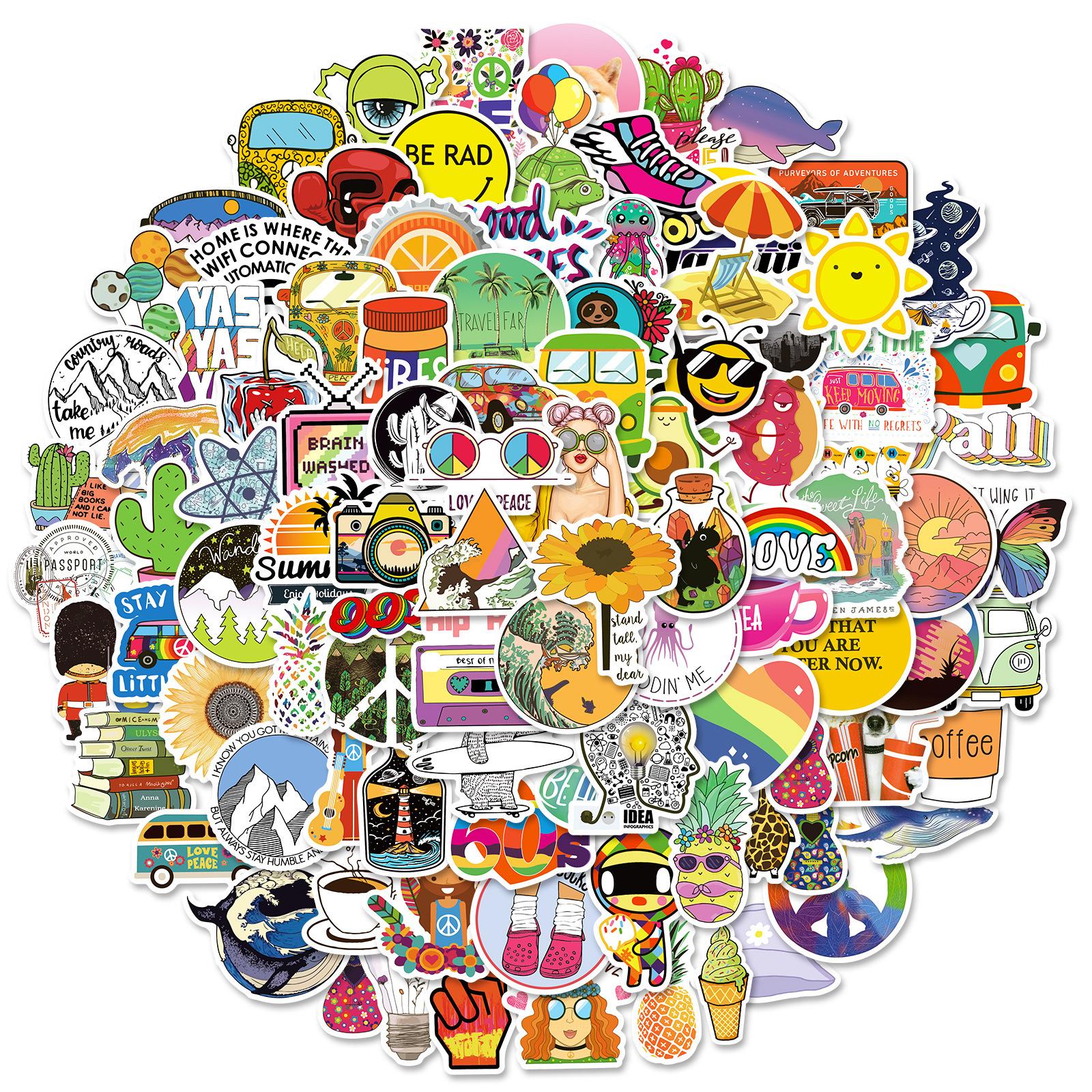 

100 неповторяющихся наклеек-граффити Xiaoqing Mix And Match, наклейки для ноутбуков, стаканов для воды, мобильных телефонов, компьютеров, сделай сам