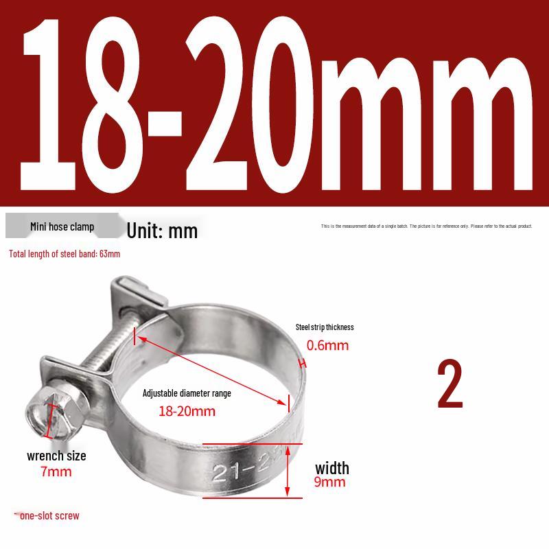 304 Stainless Steel Mini Hose Clamp for Water Pipes, Screw-Tightened Band Clip