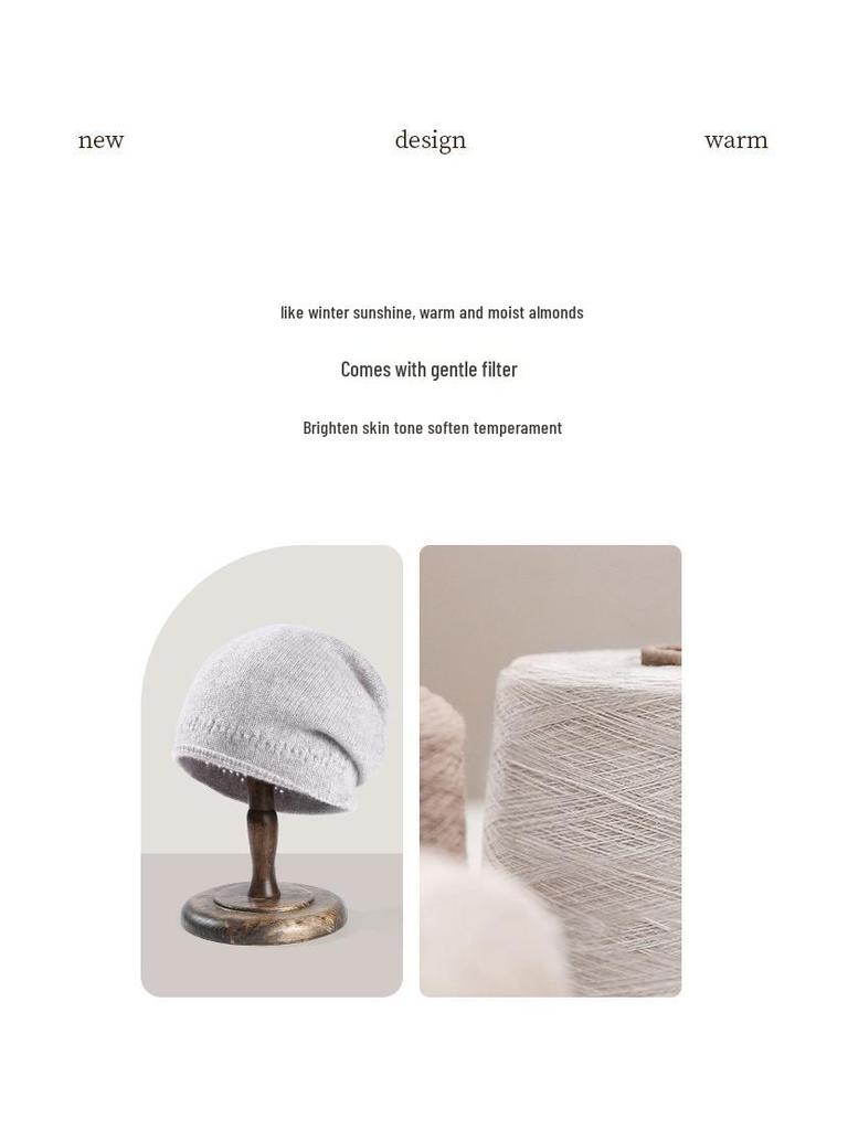 Damska czapka beanie z czystego kaszmiru - wszechstronna czapka typu slouchy na jesień i zimę