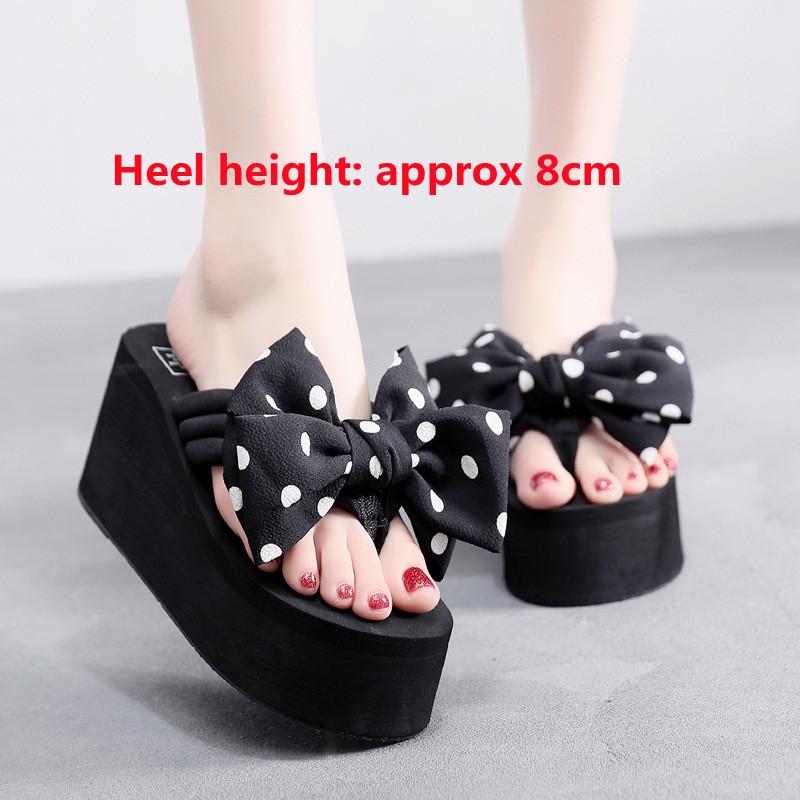 Fashion Women Summer Beach Flip Flops Bowknot Wedges Slippers Ladies Fashion Slides Soft EVA Platform Shoes Female High Heel Sandals