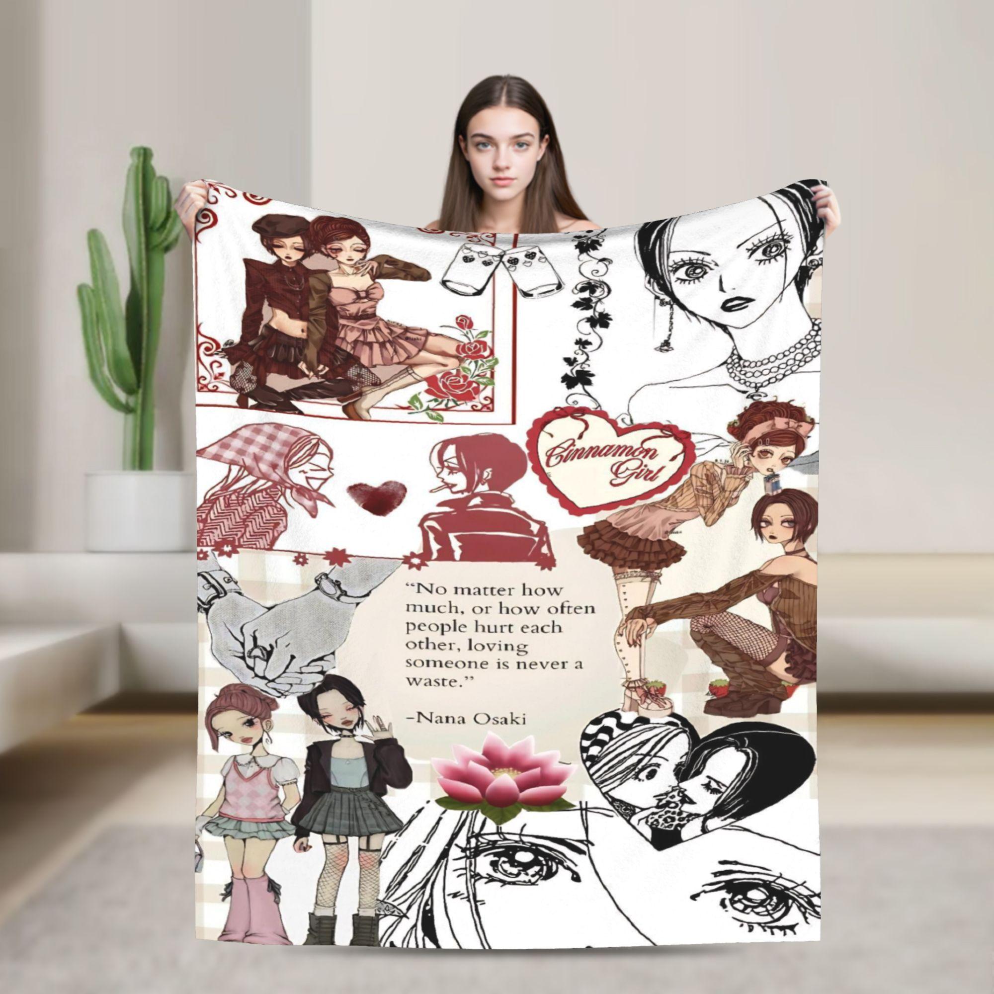 

Nana Hachi Manga Flannel Blankets Anime Awesome Throw Blankets for Sofa Bedding Lounge 125*100cm Plush Thin Quilt 75x90cm