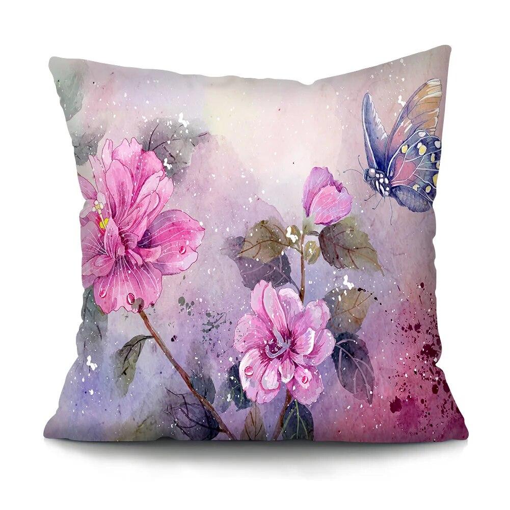 Bedroom Living Room Cushion Cover Oil Painting Bird Cushion Cover Chinese Style Car Sofa Home Decor Pillowcase