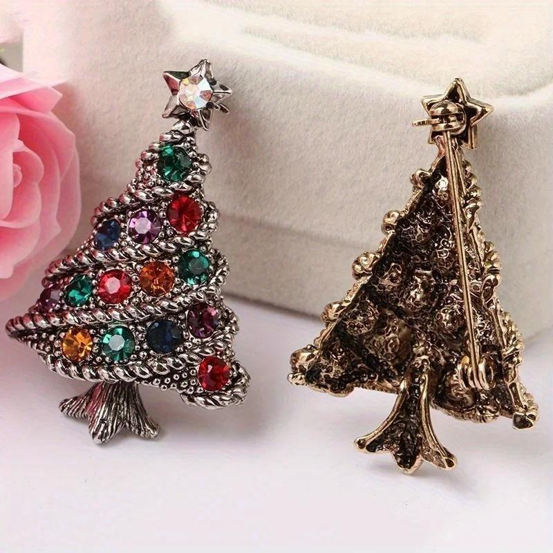 Weihnachtsbaum Form Funkelnde Brosche Unisex Vintage Grün Strass Pflanzen Party Lässige Brosche Anstecknadel Geschenk Accessoires für Frauen