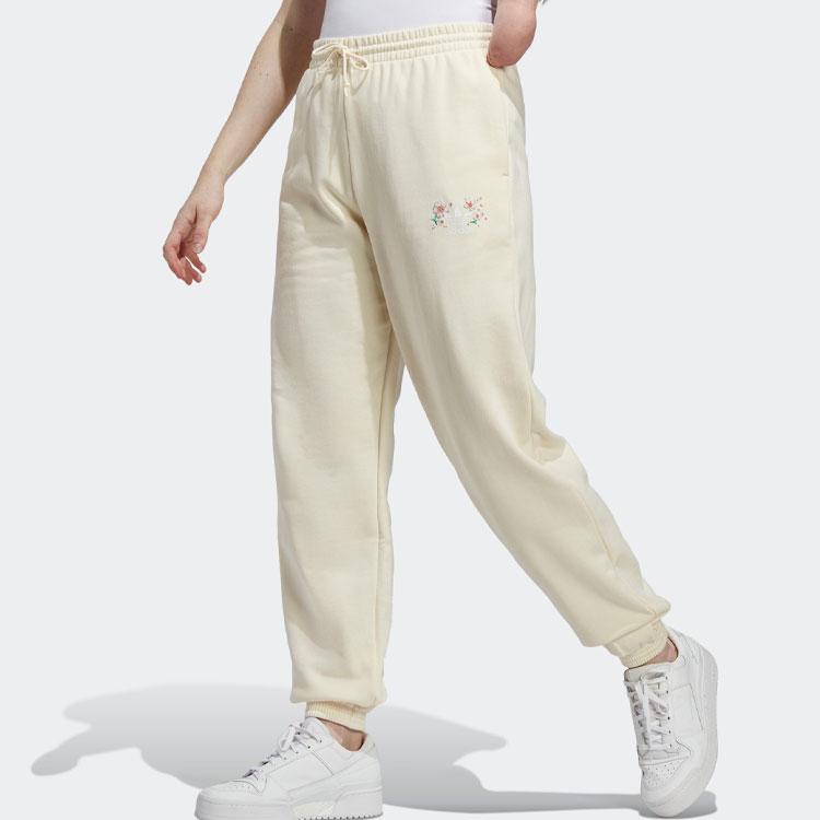 Adidas Originals Sakura Limited Edition Logo Print Mid-Rise Tapered Knit Joggers Women Joggers Off-White IN7115