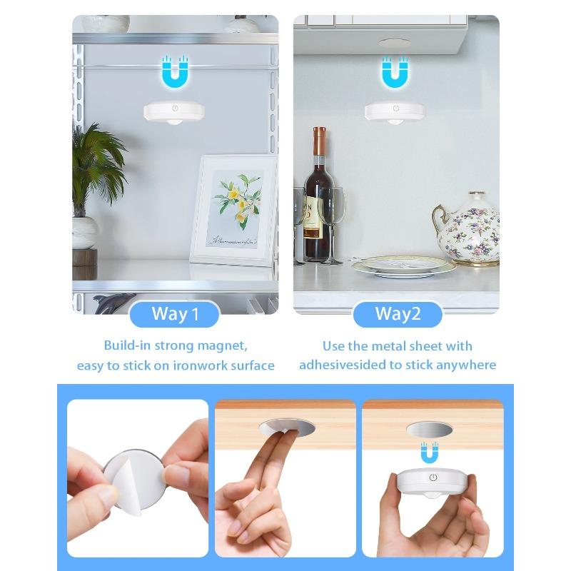 6 PCS RGB Rechargeable Night Lights with Remote Control Dimmable Timing Function LED Lights for Kitchen Cabinet Shelf