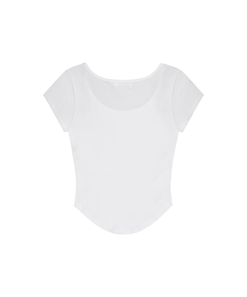 Iwaiial Hotfix Logo Shirring Short Sleeve Top - White