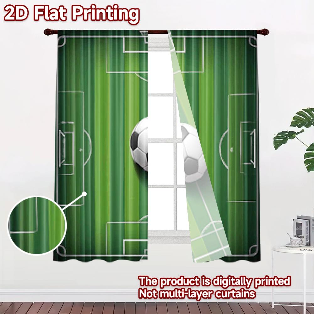 Imprimare plată 2D 2 buc Perdea Petrecere Perdea Minge de Fotbal pe Teren Draperii din Poliester Imprimare Digitală Decor Festiv pentru Perete pentru Interior
