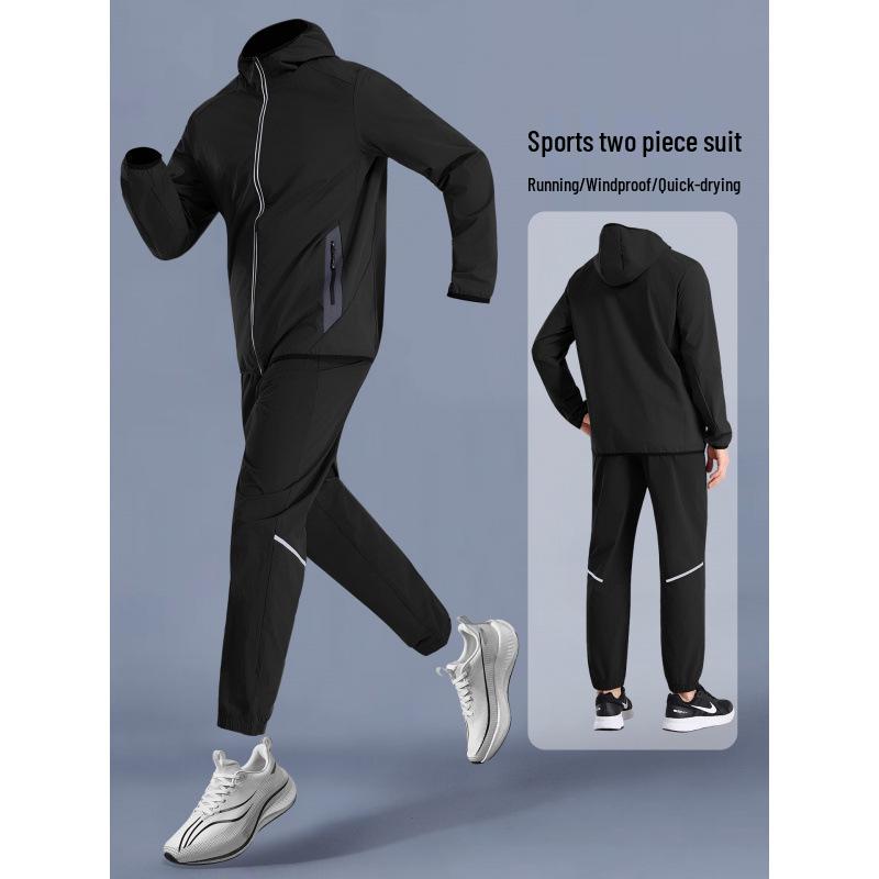 Men's Quick-Dry Running Suit: Spring/Summer Jacket with Printed LOGO for Fitness and Morning Runs