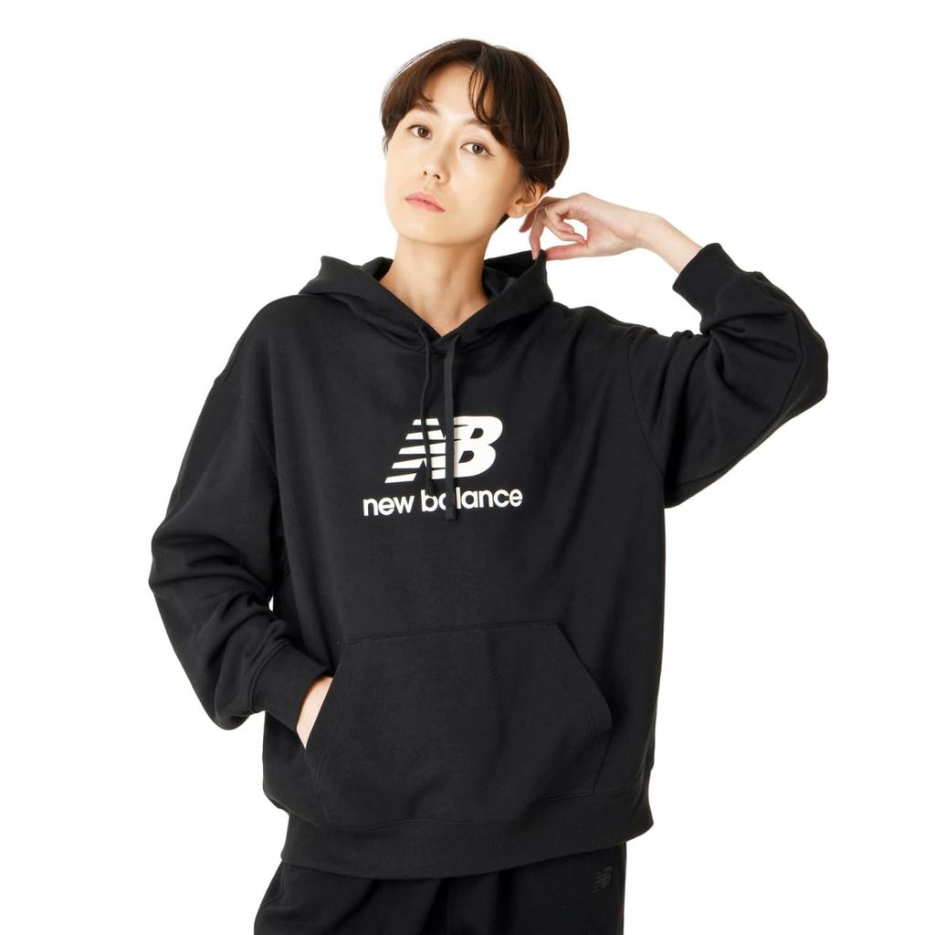 New Balance Sport Essentials Stacked Logo Sweatshirt Hoodie Black Stacked Logo Sweatshirt (WT41504) Women's