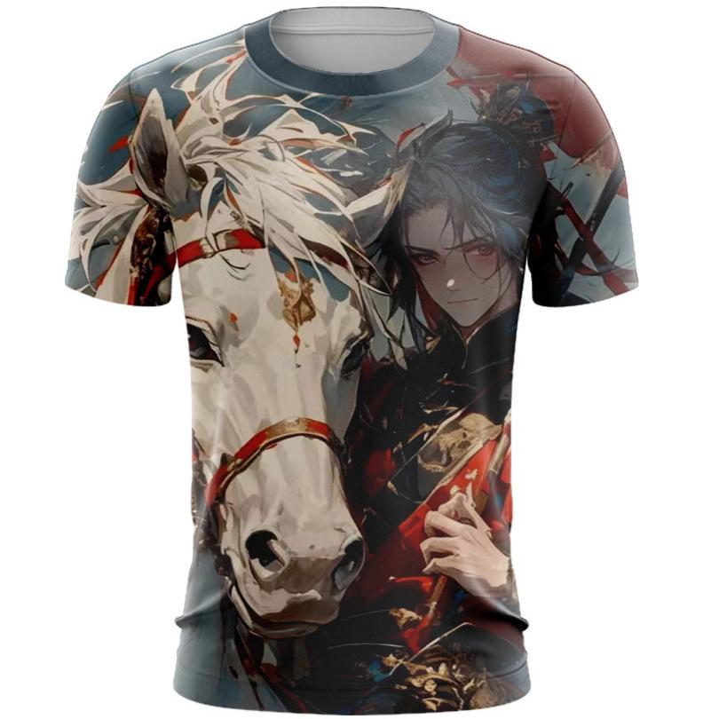 Letní ležérní pánská trička s krátkým rukávem a kulatým výstřihem s retro 3D potiskem