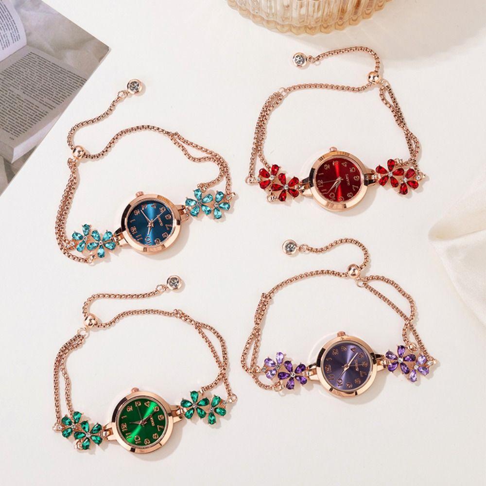 Flower Quartz Wristwatch Ladies Business Watches Elegant Rhinestone Quartz Watch  Casual Wear