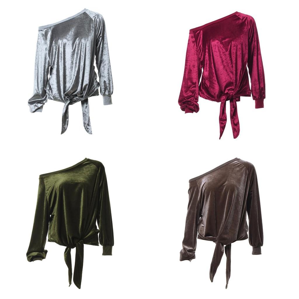Stylish Loose Off-shoulder Bow-tie Sweatshirt For Women In Solid Colors